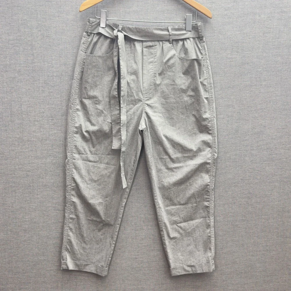 ORTTU Mens London Pants Gray Cropped Tapered‎ Belted Elastic Waist Size M